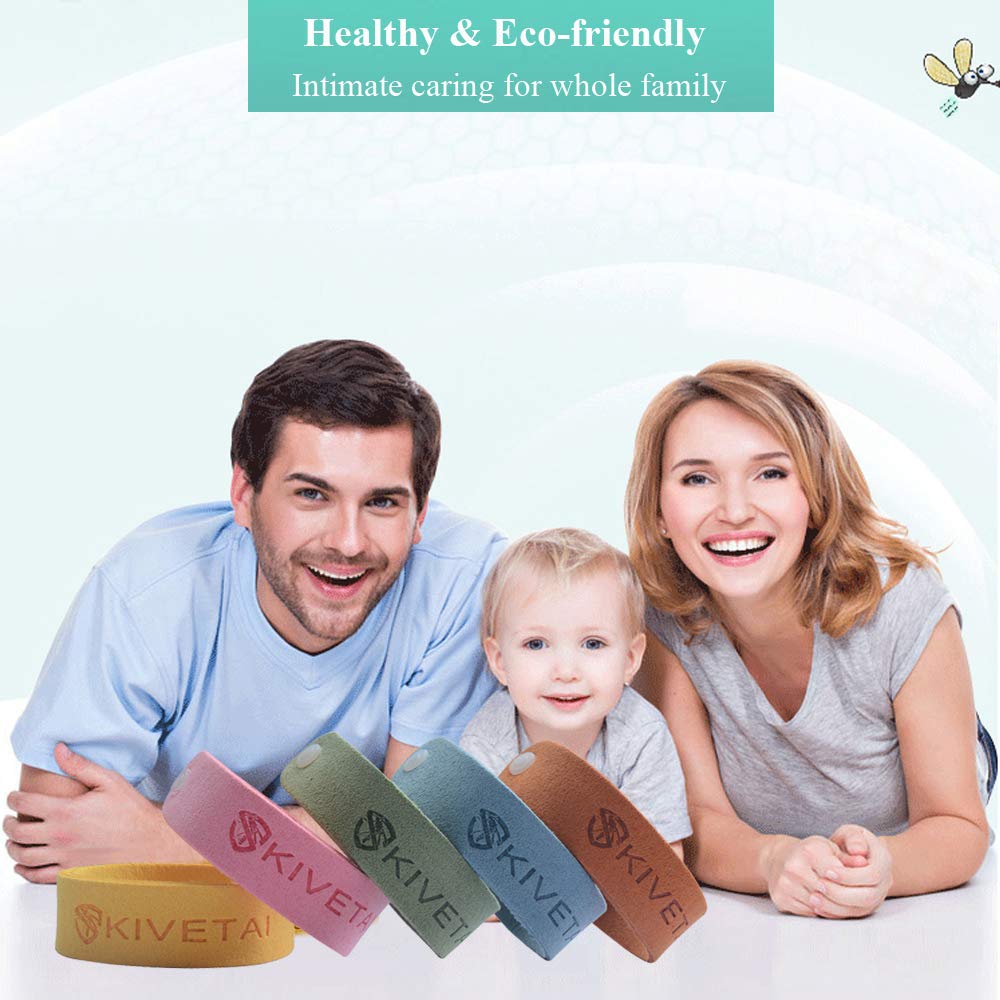 KIVETAI Bracelet Anti Moustique,12 Paquets Matériau Naturel et Non Toxiques Intérieur ou extérieur Anti-moustiques Anti-moustiques Voyage sans Danger pour Les Enfants et Les Adultes