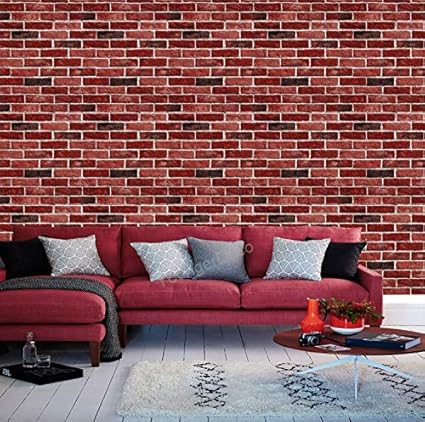 Eurotex 3D Brick Pattern Vinyl Coated Wallpaper (50.01 cm x 10 cm x 10 cm, Red)