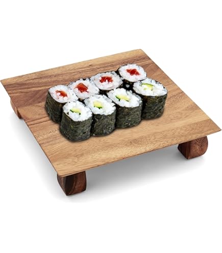 Sushi Decoration TJ Global Set Of 2 Sashimi Sushi Bamboo Serving Geta Plates Bamboo Sushi Plate
