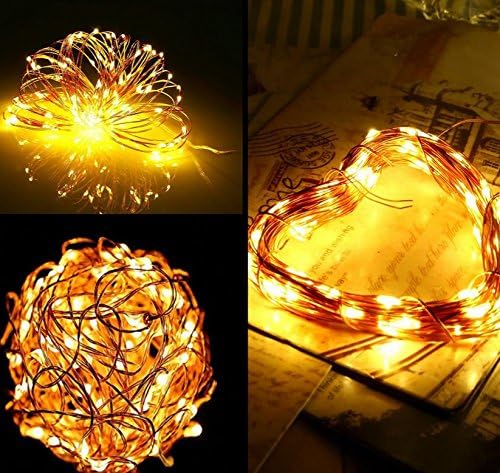 LED String Lights, 6 Sets of 30 LEDs Micro Lights Warm White, Battery Operated on 9.8 Ft Length String Copper Wire For Home, Bedroom, Wedding Decorations (Total 180 led lights)