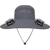 Clobeau Wide Brim Solar Fan Fishing Hat 2 Solar Powered Fan Hats Cooling Fans Waterproof Beach Bucket Camping Hat