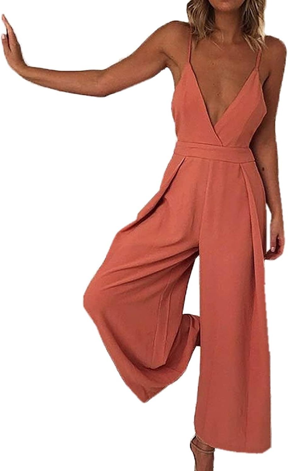 Damen Jumpsuit Sommer Hosenanzug Vintage Jumpsuits Unifarben