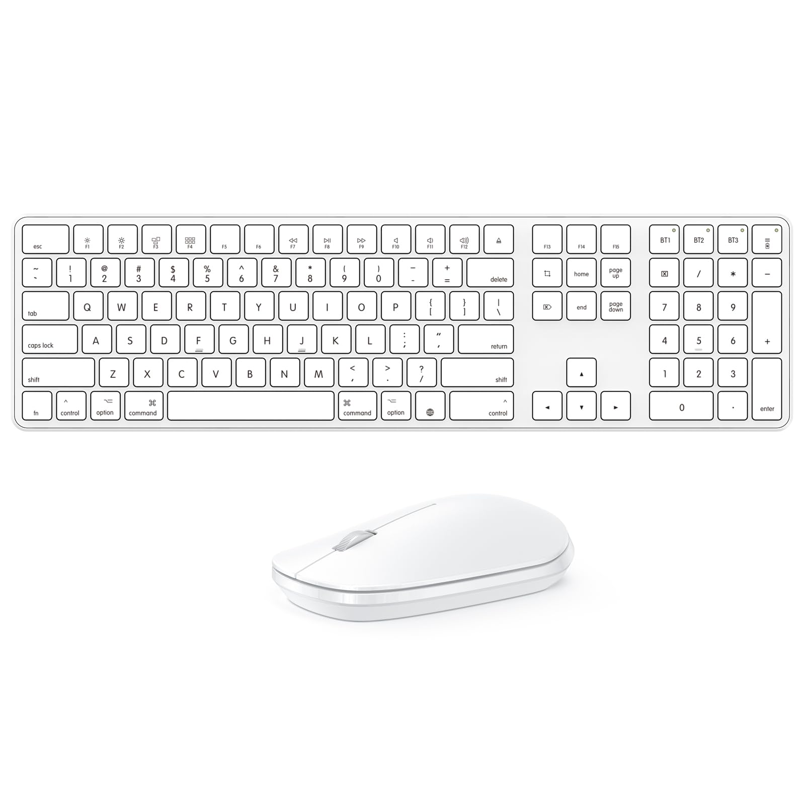 Photo 1 of OMOTON Premium Bluetooth Keyboard and Mouse Combo for Mac, Ergonomic, Quiet, Full Size Design with Number Pad, for MacBook Pro/Air, iMac, iMac Pro, Mac Mini, Mac Pro Laptop and PC?Light White?