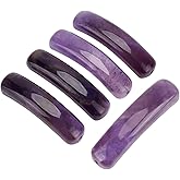 BENECREAT 5Pcs Natural Curved Amethyst Stone Beads, 1.45x0.35Inch Tube Loose Gemstone Beads for DIY Bracelet Necklace Jewelry Making, Hole: 1.4mm