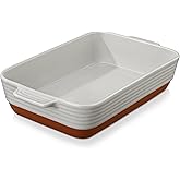 MALACASA Lasagne Dishes for Oven, 4.8 Qt Ceramic Oven Dish with Handles, 9 x 13 Inch Deep Rectangular Baking Dish Casserole Dishes, Grey Lasagna Pan Bakeware for Roasting, Series TARA