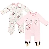 Disney Baby Girls 2 Pack Zip Up Sleep N' Plays Newborn to Infant Sizes (Newborn - 24 Months)