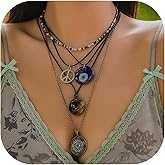 Zurlcdye Evil Eye Necklace Boho Layered Necklace for Women Pendant Beaded Jewelry Unique Gift for Birthdays and Parties