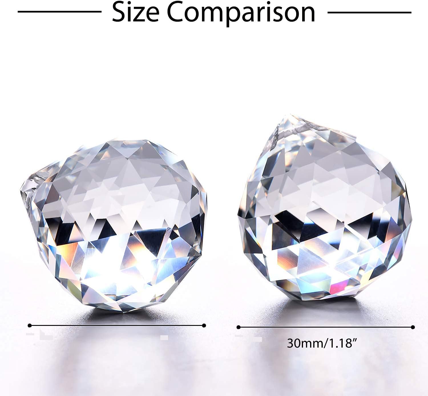 MerryNine Clear Crystal Ball Prism Suncatcher Rainbow Pendants Maker, Hanging Crystals Prisms for Windows, for Feng Shui, for Gift(30mm/1.18" 20pack): Kitchen & Dining