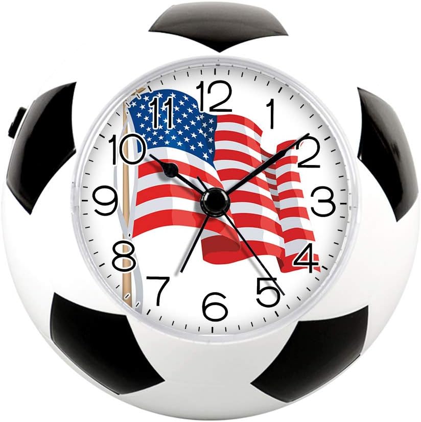 GIRLSIGHT2 Alarm Clock for Decoration, Football Soccer Clock&Fun Silent Quartz Analog Non-Ticking Bedside Alarm Clock-034.American Flag Clip Art