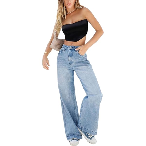 Yuemengxuan Indie Aesthetics Jeans for Women Gothic Punk Wide Leg