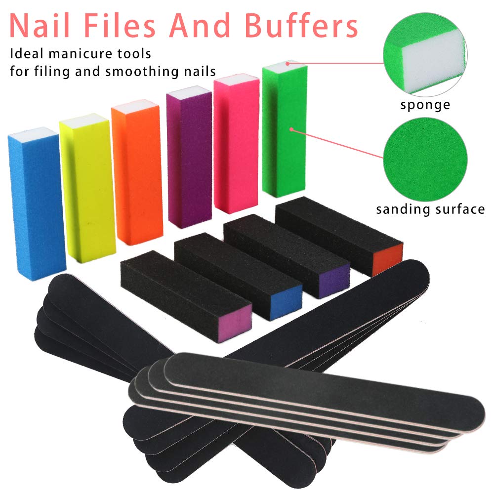 Mipruct 22PCS Nail files and buffers, Nail buffers blocks, Manicure tools with nail file and nail buffer block for acrylic nails, emery boards for nails : Beauty