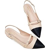 Elisabet Tang Women Slingback Flats with Rhinestone Pointed Toe Flats for Women Dressy Shoes