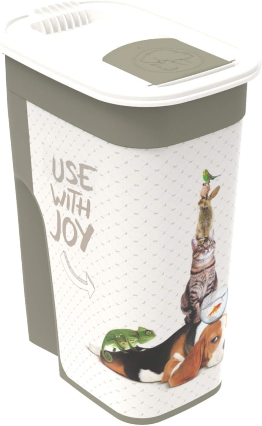 Sundis myPET BOITE Vers FLO 4.1L Joy Contenedor 4,1L con Tapa Adaptada para Verter la Comida. Diseño IML, Blanco/Capuccino