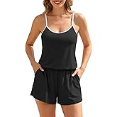 Smismivo Swim Romper with Built in Bra and Pockets One Piece Swimsuit Women Cute Color Block Bathing Suits