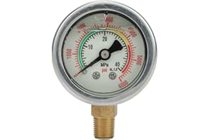 Vacuum Gauge, Automotive Vacuum Gauge Easy to Read for 40MPA High Pressure Inflator