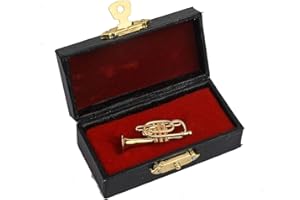Dselvgvu Miniature Musical Instrument Fashion Lapel Pin Mini Musical Instrument Brooch Model with Red Velvet Lined Instrument Case Christmas Birthday Gifts Decoration and Ornament for Men and Women