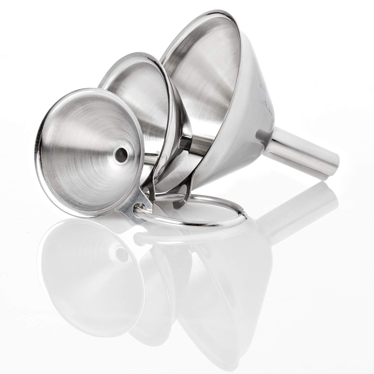 Kerafactum® Folding Funnel Filling Aid Funnel Set – 3-Piece Material:, Stainless Steel, mit Öse