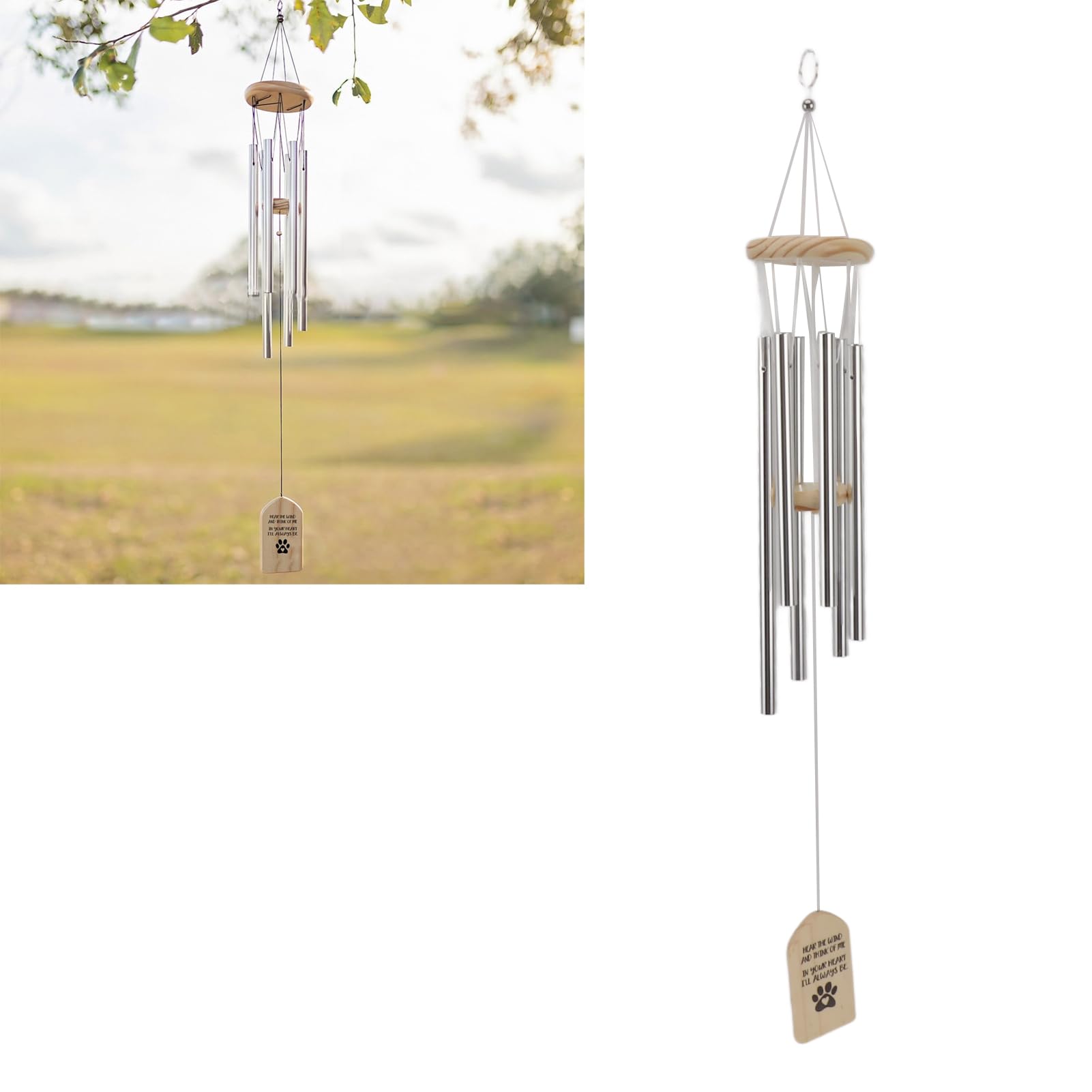 ZPSHYD Pet Memorial Wind Chimes, Wooden Outdoor Sympathy Chimes with Thickened Aluminum Tubes for Home Garden Decor