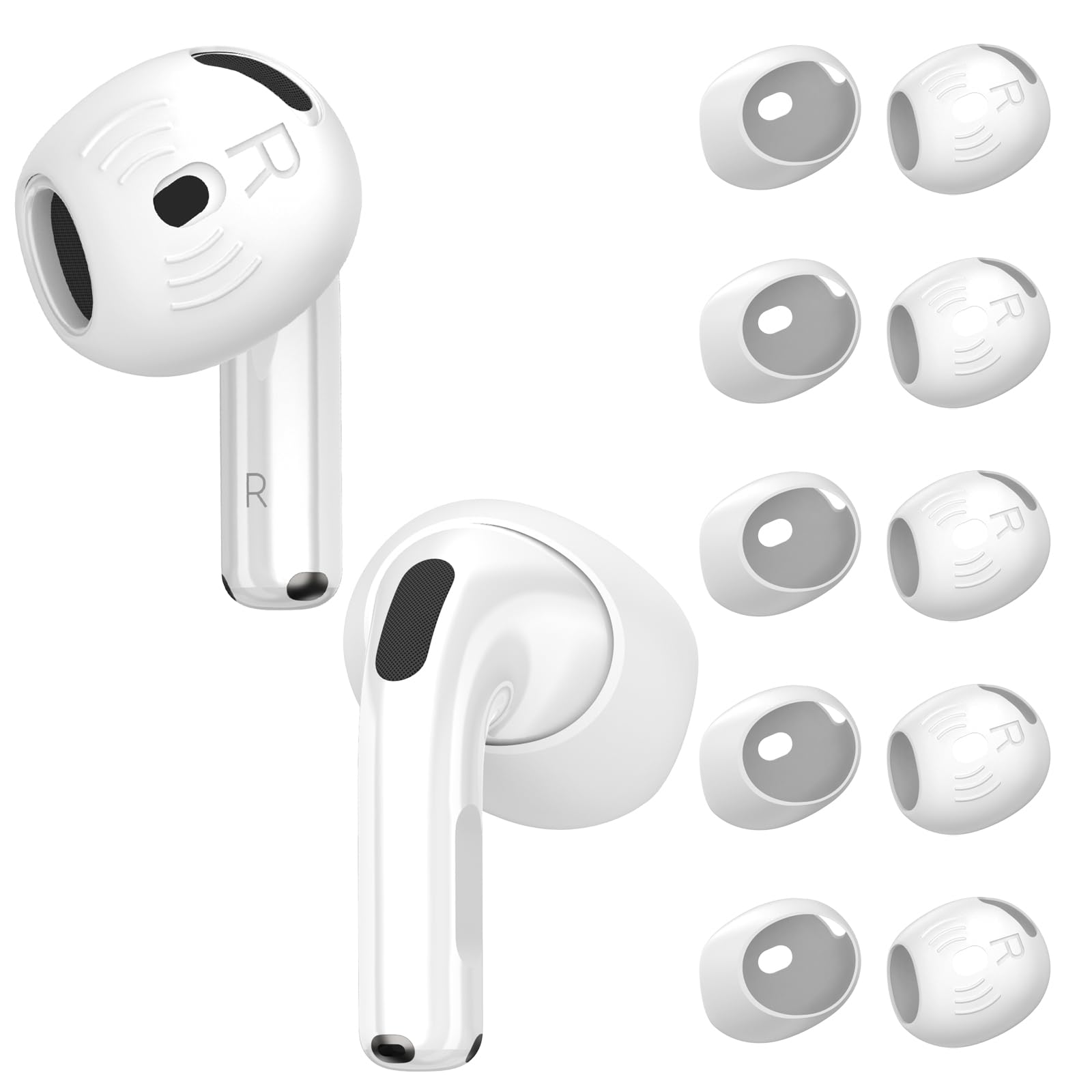 Photo 1 of [5 Pairs] for AirPods 4 Ear Tips Covers Sport Anti Slip Anti Scratche Skin Soft Silicone Eartip AirPods 4 Gen Earbuds Accessories Compatible with Apple AirPods 4th Generation (White)