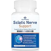 Sciatic Nerve Support Supplement, Advanced Sciatic Nerve Support Formula with Pea, Alpha Lipoic Acid, Benfotiamine, 60 Capsules