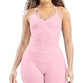 Workout Impact Longline Strappy Tank Tops for Women with Built in Bra Sleeveless Gym Seamless Backless with Adjustable Strap