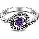 Tentacle Octopus Ring Black Octopus Rings for Women Sea Animal Purple Heart 925 Sterling Silver Vintage Nautical Jewelry