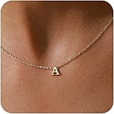 Lisitine Initial Necklace for Women, 14k Gold Plated Dainty Gold Letter Necklace, Personalized Initial Pendant Necklace Gold Choker Necklace for Women