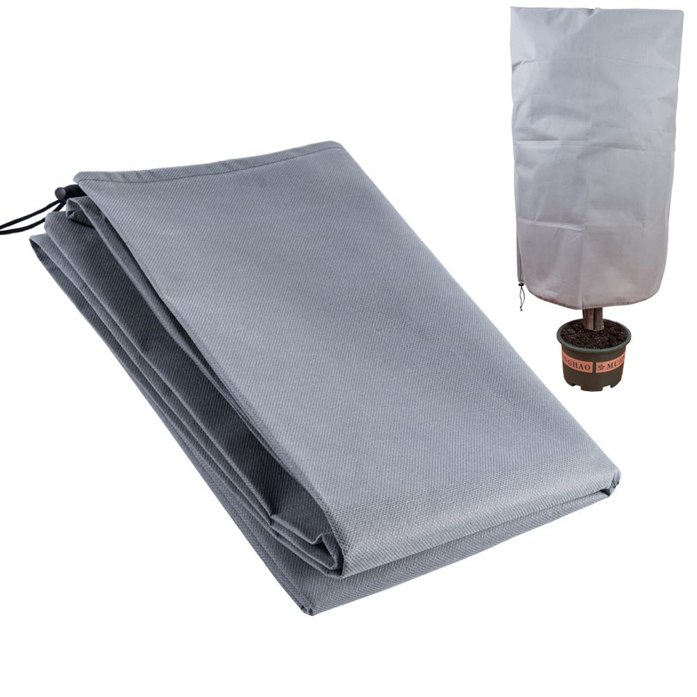 WANGCL 2 Packs Plant Fleece Frost Protection Cover, Outdoor Garden Blanket Warm Covers Anti-freeze Winter Fabric Cloth with Drawstring Prevent Plants From Birds and Insects, 80 x 100 cm