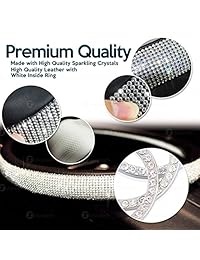Zone Tech   Juego de accesorios de coche brillante   Funda para volante de alta calidad con respaldo de piel sintética y accesorio para coche Cystal Bling para encendido automático de motor y llave y pomos