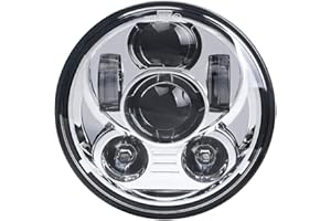 Tugwuetlwu 5-3/4 5.75 Inch LED Motorcycle Headlight Compatible with Harley Davidson Sportster Dyna Street Bob Low Rider Wide Glide Iron 883 1200 Softail Triple Headlamp