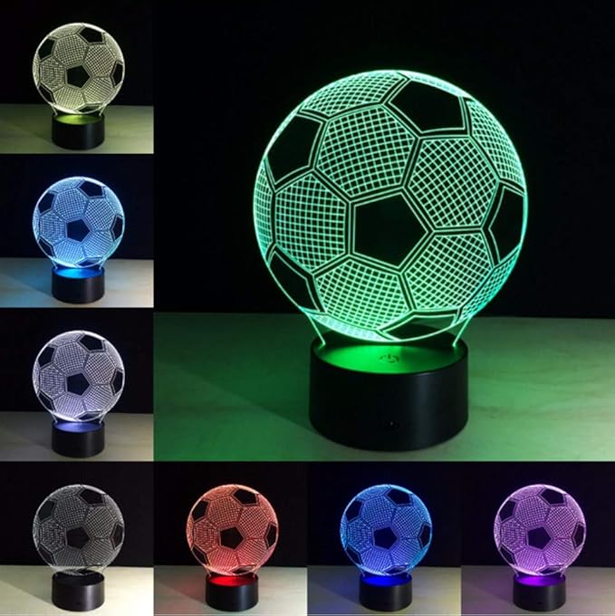 Fyyanm Balón De Fútbol Lampe Optique Led Ilusión 3D 7 Couleurs ...
