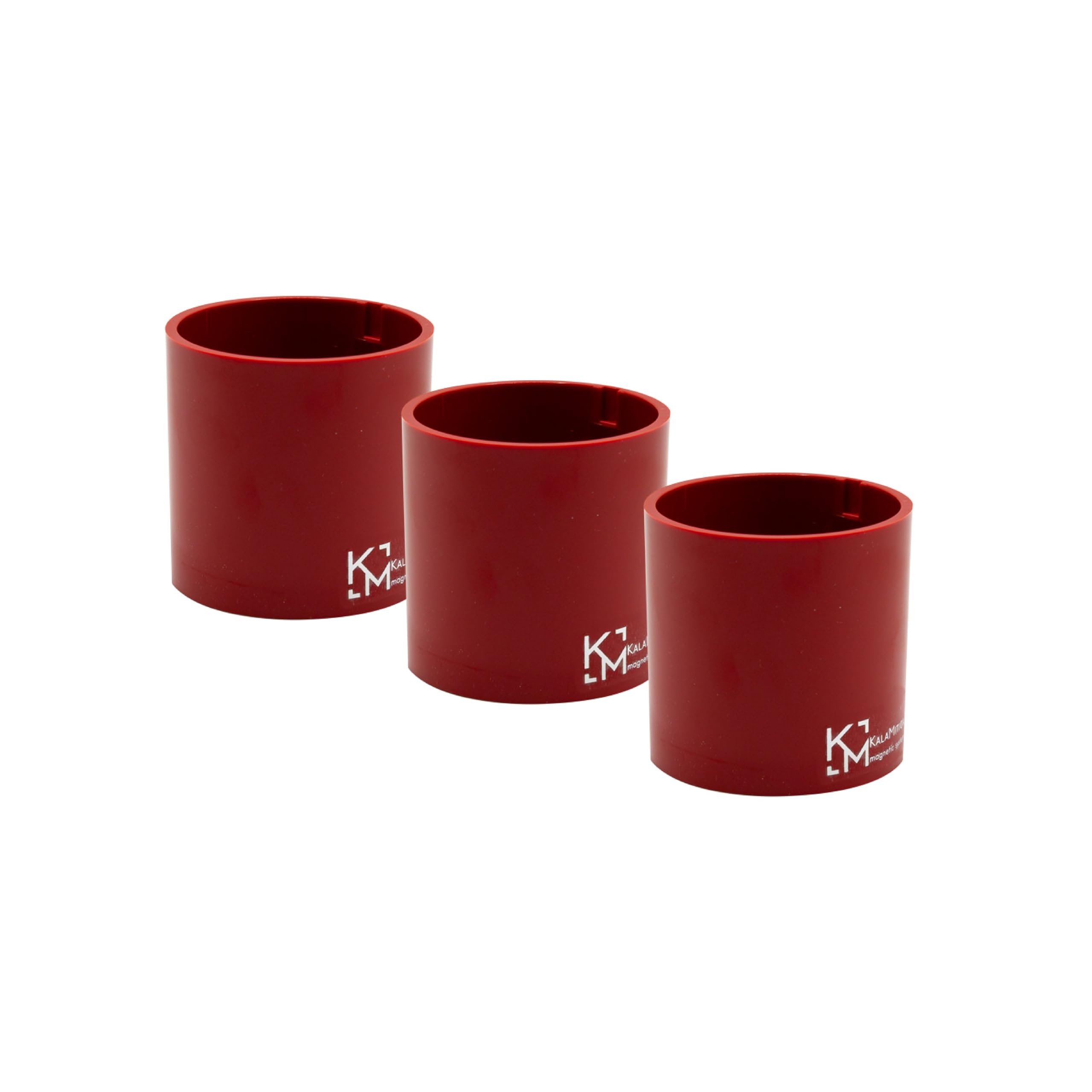 KalaMitica - Toothbrush Holder, Pen Holder, Kitchen Utensils Holder - Magnetic Containers to Save Space with Style - Set of 3 Cylinders - Red