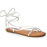 SANDALUP Sandals Women Dressy Strappy Gladiator Dress Summer Lace up Flat Sandals for Women