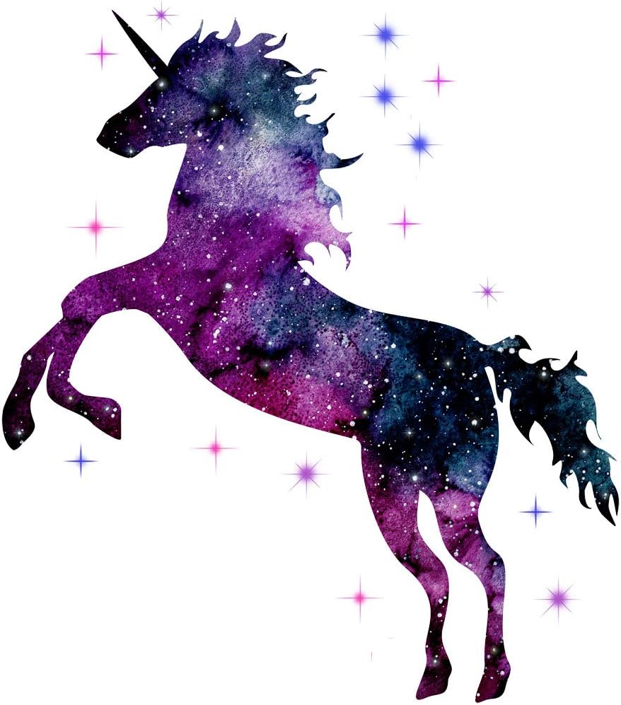 STICKMI starry unicorn wall sticker for girls bedroom removable galaxy pattern unicorn wall mural peel and stick (M- 54x47cm)