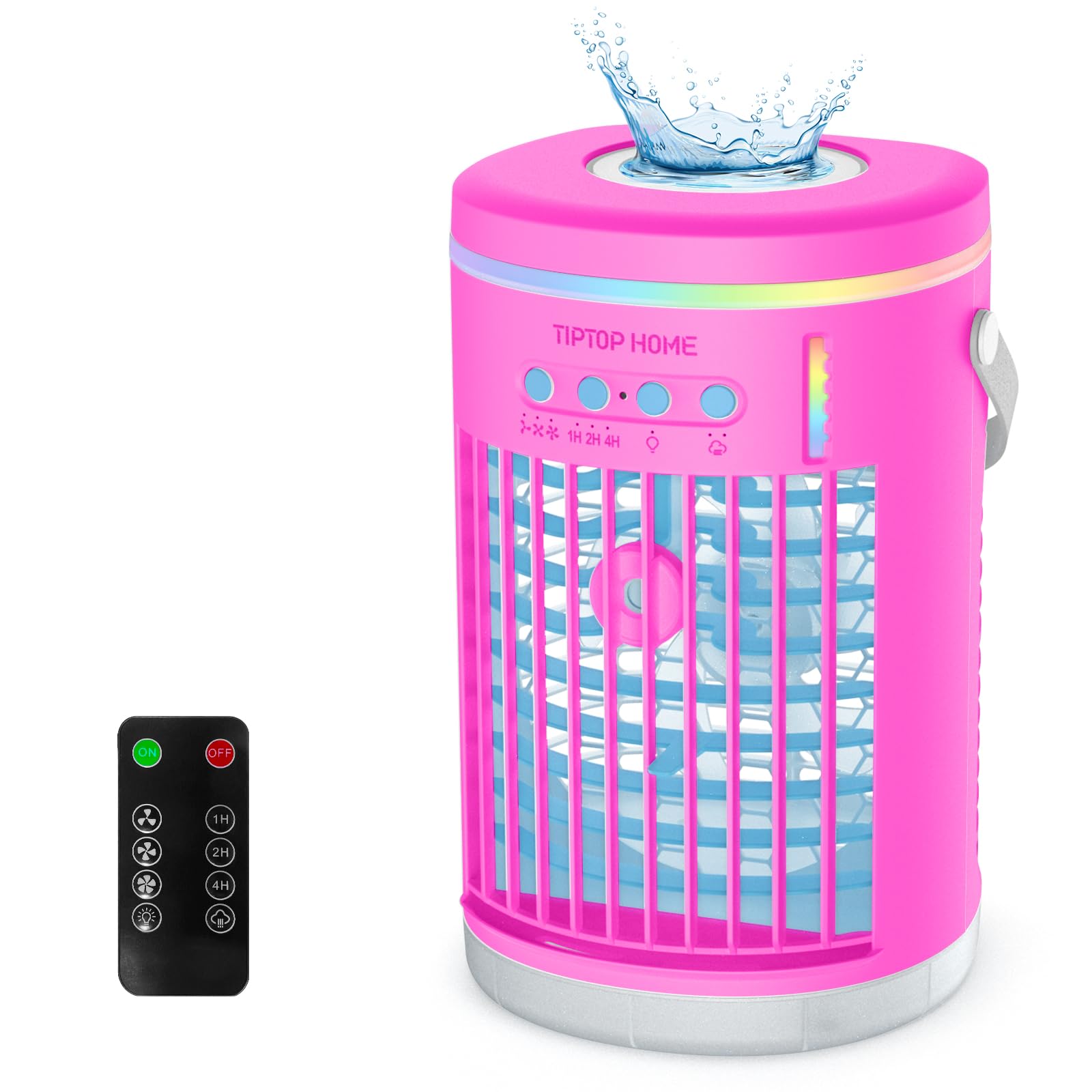 Portable Air Conditioners, 1400ML Mini Air Conditioner Evaporative Personal Cooler Humidifier with Remote, 3 Speeds Mini AC Desktop Cooling Fan for Home Office Bedroom-Pink