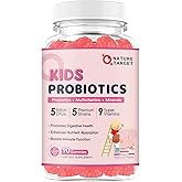 Probiotics for Kids, Kids Probiotic-Multivitamin Gummies with 5 Billion CFUs for Digestive Health & Immune Support, with Vitamins, Prebiotics, Minerals for Children, Natural Peach Flavor, 45 Servings