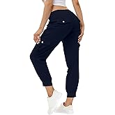 MoFiz Women's Lightweight Hiking Cargo Pants Outdoor Quick Dry Casual Travel Sweatpants Joggers Elastic Waist Button Pockets