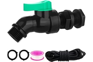 VTENYEO Plastic Rain Barrel Spigot Kit High Flow Water Barrel Faucet 1/2"NPT to 3/4"GHT Rain Barrel Valve with Bulkhead Fitting for Outdoor Plastic Bucket Garden Barrels
