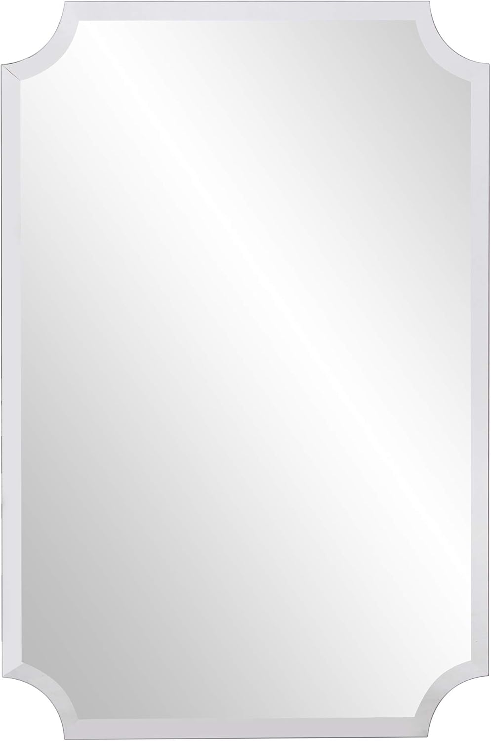 Howard Elliott Frameless Scalloped Hanging Wall Mirror, Rectangle (24 x 36 Inch), Silver - Bathroom, Vanity, Bedroom: Home & Kitchen
