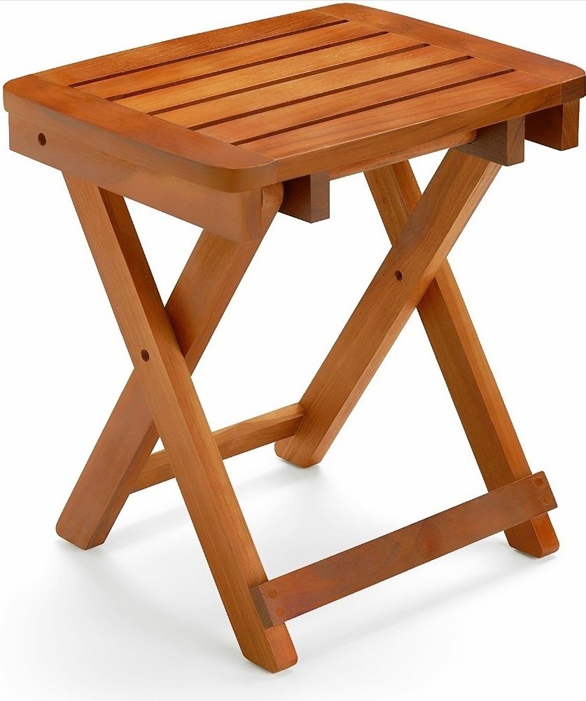 Welcare 100% Natural Bamboo Folding Bench for Sitting in Shower | Shower Bench Bath seat Fully Assembled (18 Inches)