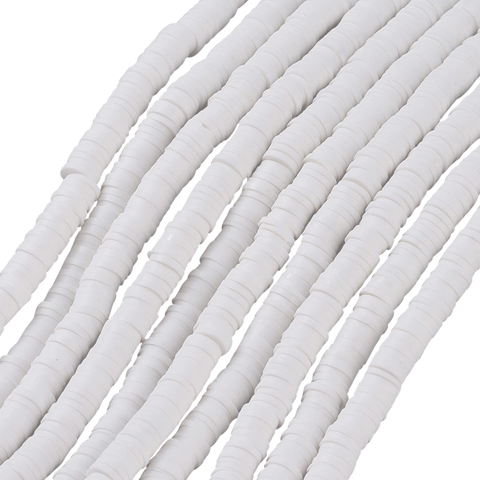 SUNNYCLUE 1 Box Polymer Clay Beads 6mm White Polymer Clay Spacer Beads Handmade Flat Round Disc Slice Heishi Loose Bead Strand for Jewellery Making DIY Bracelet Necklace Earring Crafts