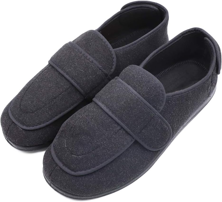 Men's Extra Wide Width Diabetic Recovery Slippers, Adjustable Closures Swollen Feet Arthritis Edema Orthopedic Footwear, Indoor/Outdoor Walking Shoes