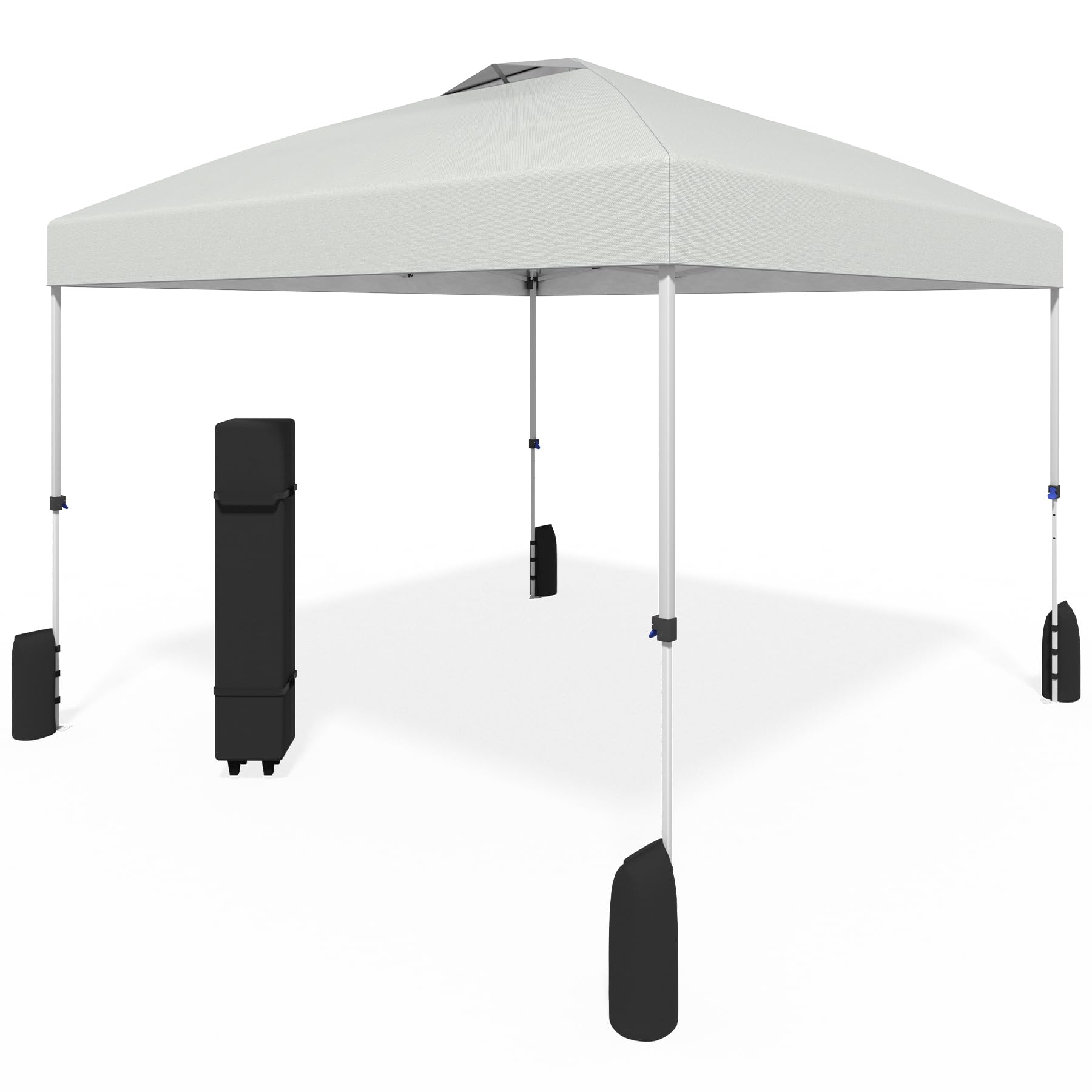 Photo 1 of ****FINAL SALE. NO RETURN!!! VIEW NOTES****
Favofamilie 10x10 Pop Up Canopy - Instant Setup Beach Tent with Wheeled Carry Bag, 8 Sandbags & 4 Guy Lines - Portable Sun Shade for Camping, Events, Silver Coated Top, White