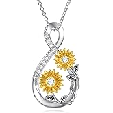 WTYIM 0.5CT Diamond Infinity Sunflower Necklace for Women 925 Sterling Sliver You Are My Sunshine Pendant Brithday Anniversary Valentines Gifts for Wife Girlfriend Mom Her