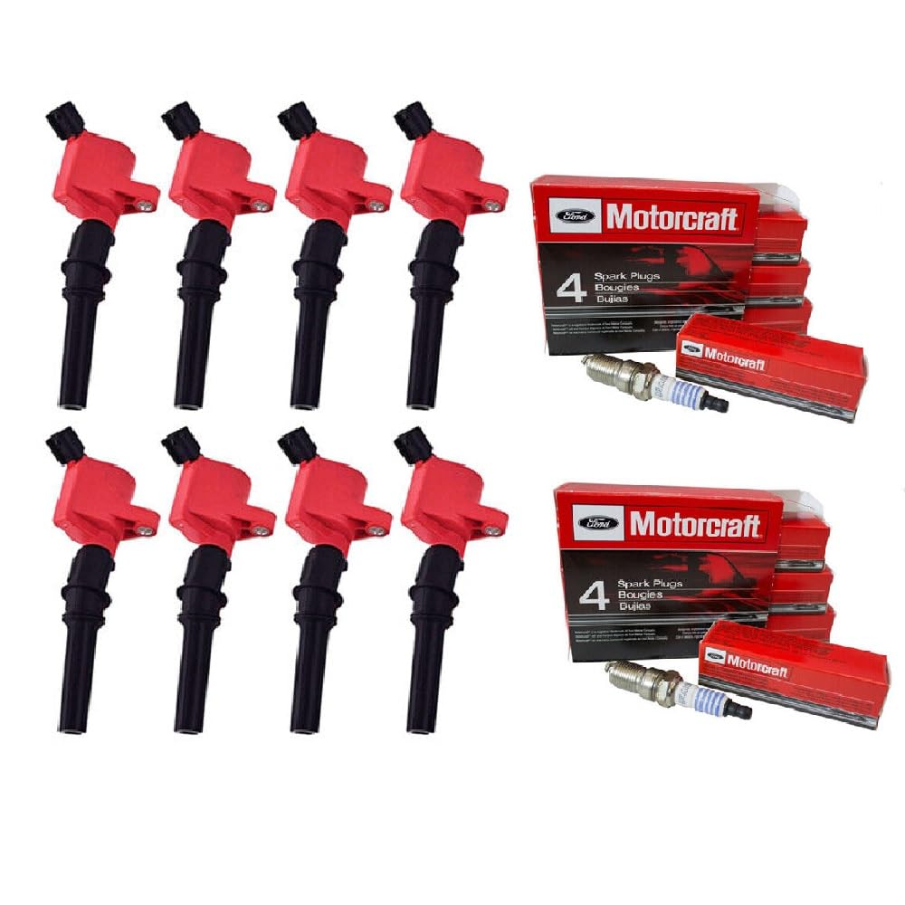 Photo 1 of MCK 8pcs Racing Performance Ignition Coil Pack + Iridium Spark Plug Compatible With Lincoln Ford E-150 E-250 E-350 Econoline Excursion Heritage 98-08 V8  5.4L V8 FD503 DG508
