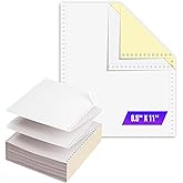 KDM 8821400, 2 Part Color Carbonless Dot Matrix Computer Paper 9-1/2'' X 11'' White/Canary, 1400/Carton