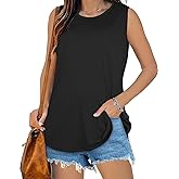 Womens Tank Tops Summer T Shirts Sleeveless Casual Loose Tunic Blouses