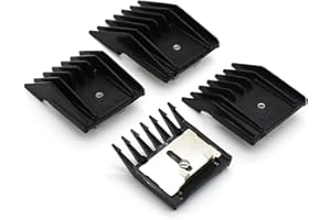 TAKGAARE Professional A5 Animal Clipper Attachment Guard Guide Combs Set, 1/8" 1/4" 3/8" 1/2" Compatible with Andis AG BG, Oster Classic 76 Golden A5, Wahl KM Series Pet Groomer Horse Clipper Models (Black)