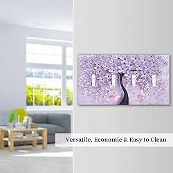 Spshian Light Switch Cover 3D Purple Tree 4 Gang