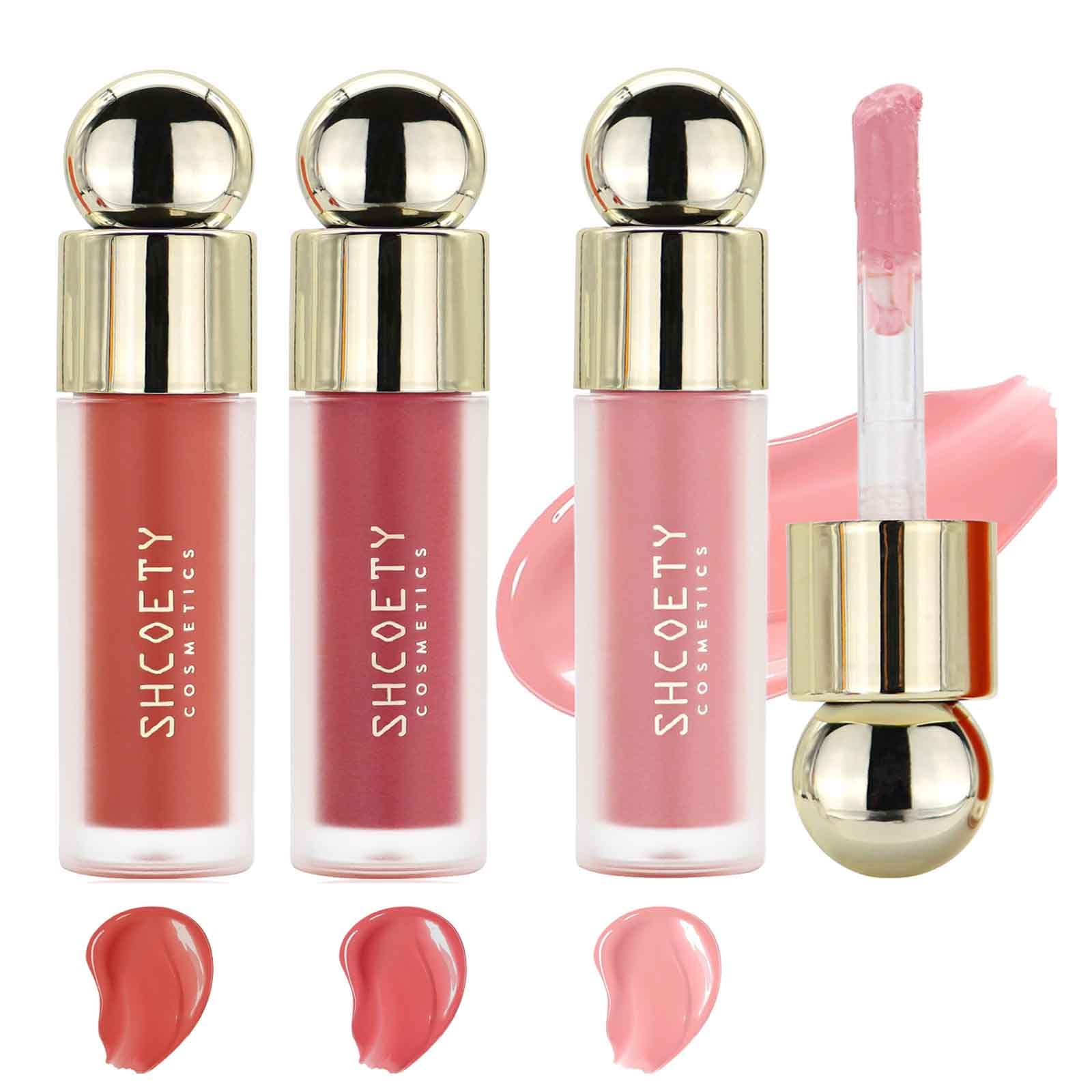 3 Pcs Liquid Blush Kit, Velvet Lightweight Natural-Looking Waterproof Long-Lasting Blush Makeup for Cheek, Eye, Lips